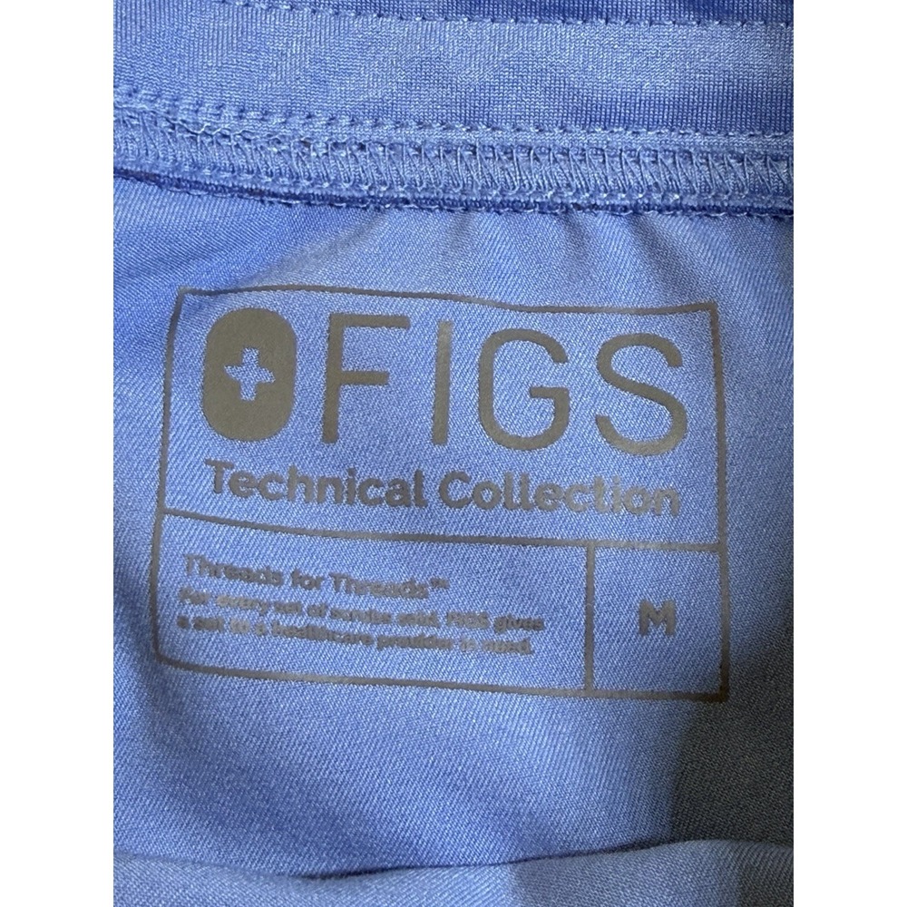 Figs Technical Collection Scrub Set Medium blue V Neck Top And Pants Tacked Hem - Picture 7 of 14